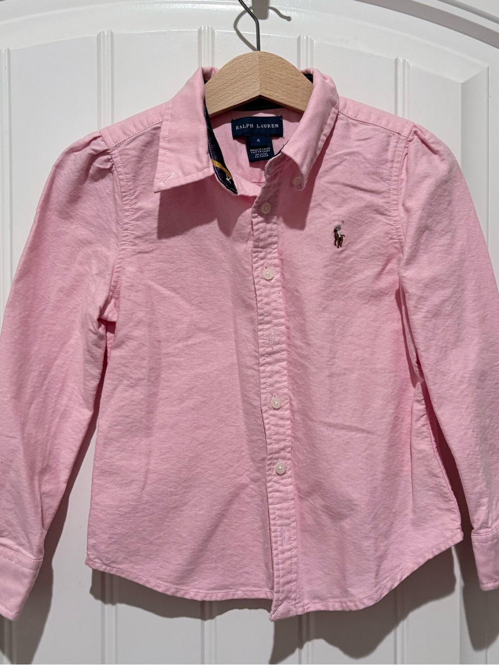 Ralph Lauren Girls' Light Pink Button-Down Oxford Shirt